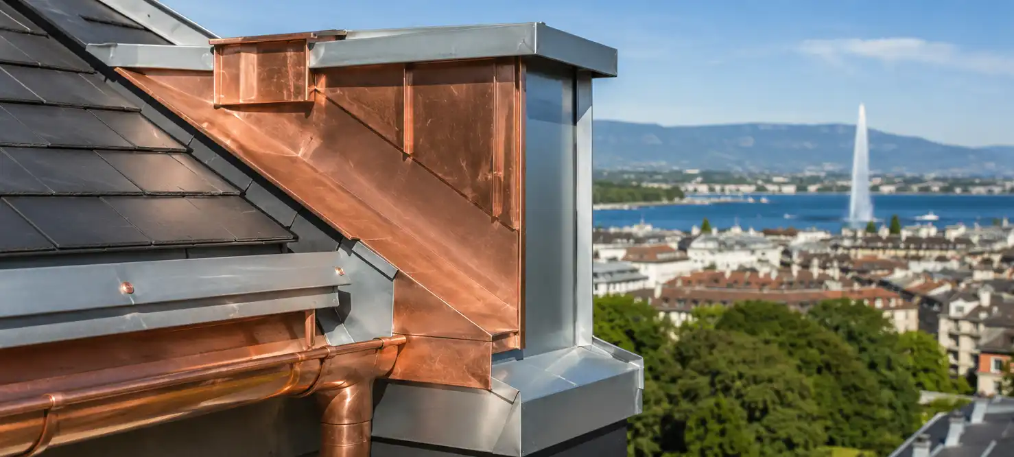 Travaux de ferblanterie sur toiture dans le canton de Genève